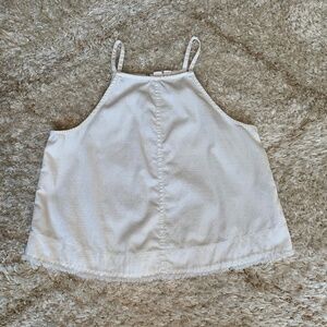 Melrose and Market White Sleeveless Top With Halter Neckline & Fringe Hem